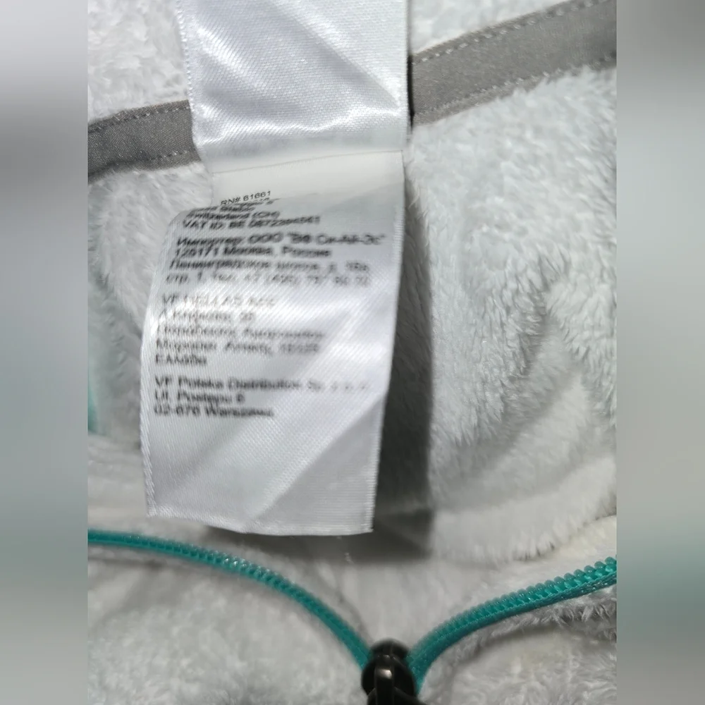 The North Face Girls’ XL (18) White Fleece Pullover Jacket – Aqua Trim - Picture 7 of 9